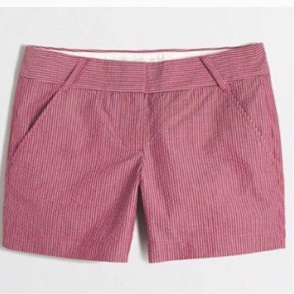 J. Crew Factory Pink Brown Seersucker Stripe Chino Shorts size‎ 8 pocket preppy - Picture 12 of 12